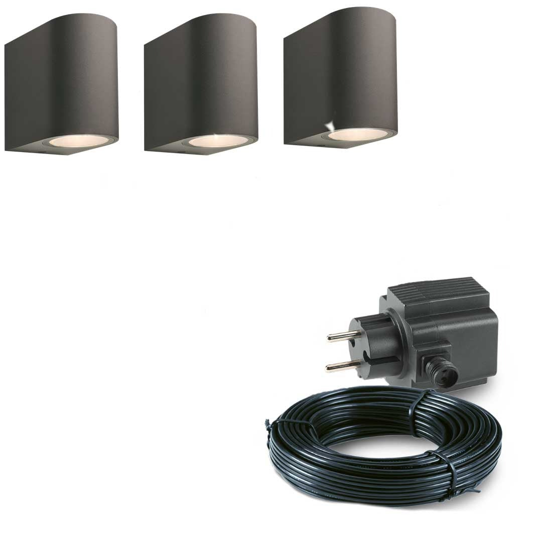 3x LED wand spot - 78mm - 4 Watt - Zwart - complete set 3x LED wand spot - 78mm - 4 Watt - Zwart - complete set
